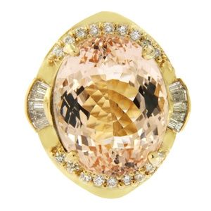 Luxo Jewelry Morganite Diamond Yellow Gold Ring
